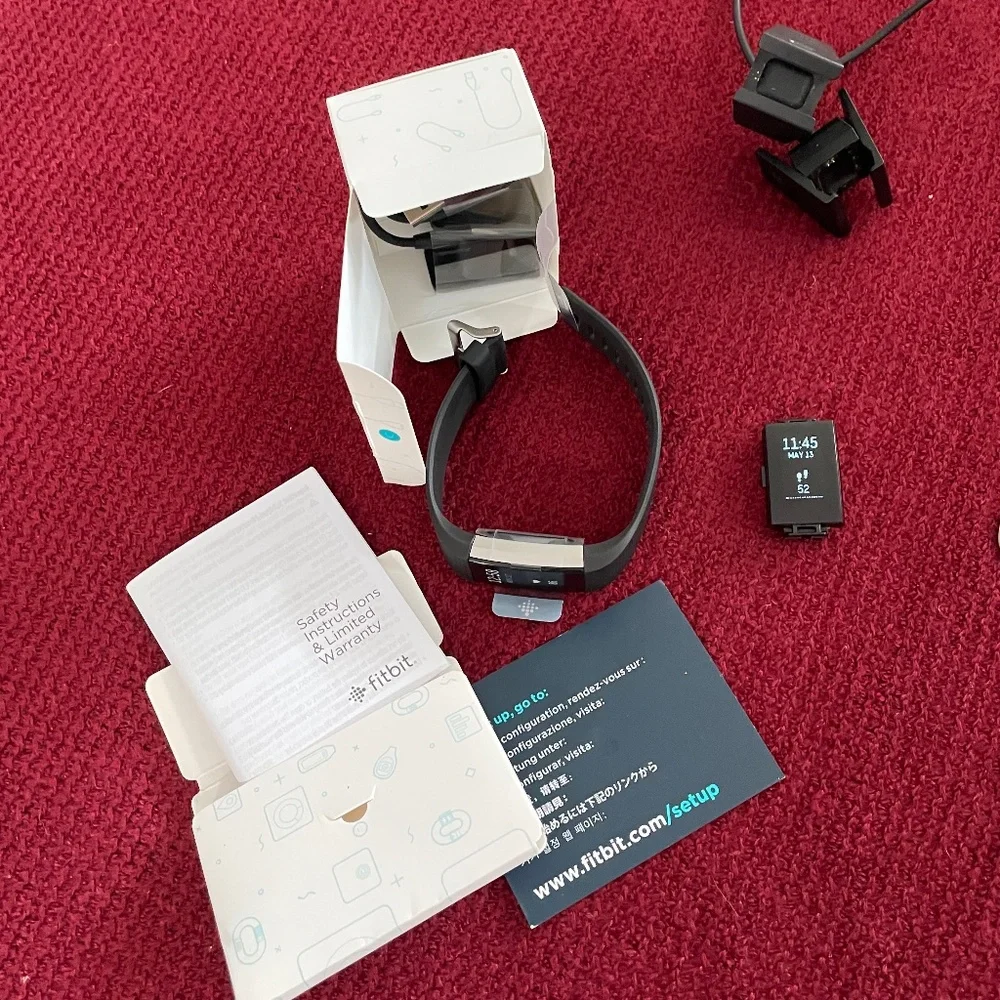 FITBIT BUNDLE-2 Fitbit Charge 2s 407 1 new 1 gently used, 3 chargers 7 straps